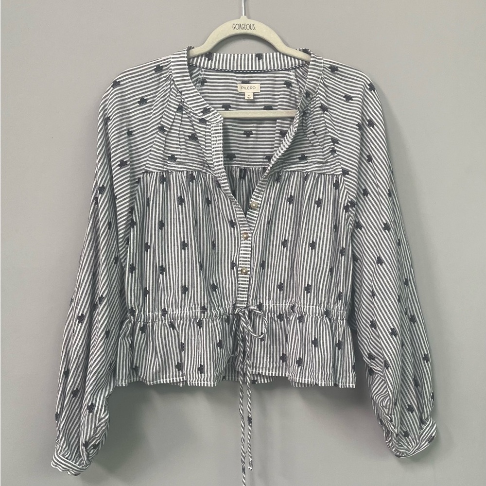 Anthropologie Black and White Striped Top